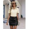 image:imageHOTOUCH Button Down Shirts for Women Short Sleeve Stretch Dress Shirt WrinkleFree Formal Work Blouses Summer Tops S2XLBeige