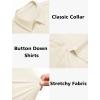 image:imageHOTOUCH Button Down Shirts for Women Short Sleeve Stretch Dress Shirt WrinkleFree Formal Work Blouses Summer Tops S2XLBeige