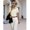 image:imageHOTOUCH Button Down Shirts for Women Short Sleeve Stretch Dress Shirt WrinkleFree Formal Work Blouses Summer Tops S2XLBeige