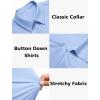 image:imageHOTOUCH Button Down Shirts for Women Short Sleeve Stretch Dress Shirt WrinkleFree Formal Work Blouses Summer Tops S2XLBlue