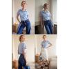 image:imageHOTOUCH Button Down Shirts for Women Short Sleeve Stretch Dress Shirt WrinkleFree Formal Work Blouses Summer Tops S2XLBlue