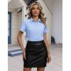 image:imageHOTOUCH Button Down Shirts for Women Short Sleeve Stretch Dress Shirt WrinkleFree Formal Work Blouses Summer Tops S2XLBlue