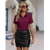 image:imageHOTOUCH Button Down Shirts for Women Short Sleeve Stretch Dress Shirt WrinkleFree Formal Work Blouses Summer Tops S2XLDark Red
