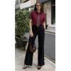 image:imageHOTOUCH Button Down Shirts for Women Short Sleeve Stretch Dress Shirt WrinkleFree Formal Work Blouses Summer Tops S2XLDark Red