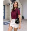 image:imageHOTOUCH Button Down Shirts for Women Short Sleeve Stretch Dress Shirt WrinkleFree Formal Work Blouses Summer Tops S2XLDark Red