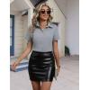 image:imageHOTOUCH Button Down Shirts for Women Short Sleeve Stretch Dress Shirt WrinkleFree Formal Work Blouses Summer Tops S2XLGray