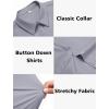 image:imageHOTOUCH Button Down Shirts for Women Short Sleeve Stretch Dress Shirt WrinkleFree Formal Work Blouses Summer Tops S2XLGray