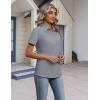 image:imageHOTOUCH Button Down Shirts for Women Short Sleeve Stretch Dress Shirt WrinkleFree Formal Work Blouses Summer Tops S2XLGray