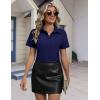 image:imageHOTOUCH Button Down Shirts for Women Short Sleeve Stretch Dress Shirt WrinkleFree Formal Work Blouses Summer Tops S2XLNavy