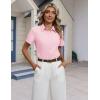image:imageHOTOUCH Button Down Shirts for Women Short Sleeve Stretch Dress Shirt WrinkleFree Formal Work Blouses Summer Tops S2XLPink