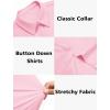 image:imageHOTOUCH Button Down Shirts for Women Short Sleeve Stretch Dress Shirt WrinkleFree Formal Work Blouses Summer Tops S2XLPink