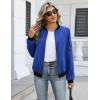 image:imageHOTOUCH Women Casual Jacket Lightweight Long Sleeve Zip Up Coat Trendy Work Clothes With PocketsBlue