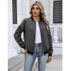 image:imageHOTOUCH Women Casual Jacket Lightweight Long Sleeve Zip Up Coat Trendy Work Clothes With PocketsGrey