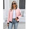 image:imageHOTOUCH Women Casual Jacket Lightweight Long Sleeve Zip Up Coat Trendy Work Clothes With PocketsPink