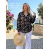 image:imageHOTOUCH Womens Linen Button Down Shirt Casual Long Sleeve Cotton Blouse Loose Fit Collared Work Gauze Tops with PocketBlack Hawaiian