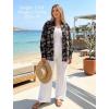 image:imageHOTOUCH Womens Linen Button Down Shirt Casual Long Sleeve Cotton Blouse Loose Fit Collared Work Gauze Tops with PocketBlack Hawaiian