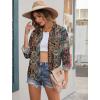 image:imageHOTOUCH Womens Linen Button Down Shirt Casual Long Sleeve Cotton Blouse Loose Fit Collared Work Gauze Tops with PocketEthnic Printed