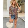image:imageHOTOUCH Womens Linen Button Down Shirt Casual Long Sleeve Cotton Blouse Loose Fit Collared Work Gauze Tops with PocketEthnic Printed