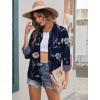 image:imageHOTOUCH Womens Linen Button Down Shirt Casual Long Sleeve Cotton Blouse Loose Fit Collared Work Gauze Tops with PocketFloral Navy Blue