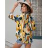 image:imageHOTOUCH Womens Linen Button Down Shirt Casual Long Sleeve Cotton Blouse Loose Fit Collared Work Gauze Tops with PocketYellow Printed