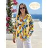 image:imageHOTOUCH Womens Linen Button Down Shirt Casual Long Sleeve Cotton Blouse Loose Fit Collared Work Gauze Tops with PocketYellow Printed