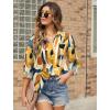 image:imageHOTOUCH Womens Linen Button Down Shirt Casual Long Sleeve Cotton Blouse Loose Fit Collared Work Gauze Tops with PocketYellow Printed