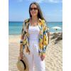 image:imageHOTOUCH Womens Linen Button Down Shirt Casual Long Sleeve Cotton Blouse Loose Fit Collared Work Gauze Tops with PocketYellow Printed