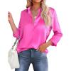 image:imageHOTOUCH Button Down Shirts for Women Satin Silk Collared Dressy Casual Blouses Loose Long Sleeve Office Work TopsHot Pink