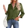 image:imageHOTOUCH Button Down Shirts for Women Satin Silk Collared Dressy Casual Blouses Loose Long Sleeve Office Work TopsOlive Green