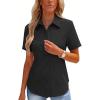 image:imageHOTOUCH Button Down Shirts for Women Short Sleeve Stretch Dress Shirt WrinkleFree Formal Work Blouses Summer Tops S2XLAblack