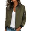 image:imageHOTOUCH Women Casual Jacket Lightweight Long Sleeve Zip Up Coat Trendy Work Clothes With PocketsArmy Green