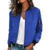 image:imageHOTOUCH Women Casual Jacket Lightweight Long Sleeve Zip Up Coat Trendy Work Clothes With PocketsBlue