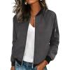 image:imageHOTOUCH Women Casual Jacket Lightweight Long Sleeve Zip Up Coat Trendy Work Clothes With PocketsGrey