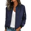 image:imageHOTOUCH Women Casual Jacket Lightweight Long Sleeve Zip Up Coat Trendy Work Clothes With PocketsNavy Blue