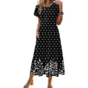 image:imageHOTOUCH Summer Dresses for Women 2026 Casual Midi Boho T Shirt Dress Ladies Sundress Aline Long Beach Vacation ClothesSp122