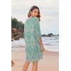 image:imageHOTOUCH Boho Dresses for Women Casual Beach Summer Dress V Neck 34 Long Sleeve Short Floral Print Swimsuit Cover Up Sundress02 Green