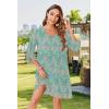 image:imageHOTOUCH Boho Dresses for Women Casual Beach Summer Dress V Neck 34 Long Sleeve Short Floral Print Swimsuit Cover Up Sundress02 Green