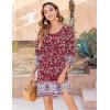 image:imageHOTOUCH Boho Dresses for Women Casual Beach Summer Dress V Neck 34 Long Sleeve Short Floral Print Swimsuit Cover Up Sundress02 Red