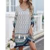 image:imageHOTOUCH Boho Dresses for Women Casual Beach Summer Dress V Neck 34 Long Sleeve Short Floral Print Swimsuit Cover Up Sundress02 White