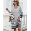 image:imageHOTOUCH Boho Dresses for Women Casual Beach Summer Dress V Neck 34 Long Sleeve Short Floral Print Swimsuit Cover Up Sundress02 White
