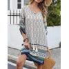 image:imageHOTOUCH Boho Dresses for Women Casual Beach Summer Dress V Neck 34 Long Sleeve Short Floral Print Swimsuit Cover Up Sundress02 White