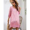 image:imageHOTOUCH Boho Dresses for Women Casual Beach Summer Dress V Neck 34 Long Sleeve Short Floral Print Swimsuit Cover Up SundressApink