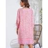 image:imageHOTOUCH Boho Dresses for Women Casual Beach Summer Dress V Neck 34 Long Sleeve Short Floral Print Swimsuit Cover Up SundressApink