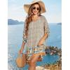 image:imageHOTOUCH Boho Dresses for Women Casual Beach Summer Dress V Neck 34 Long Sleeve Short Floral Print Swimsuit Cover Up SundressApricot