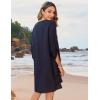 image:imageHOTOUCH Boho Dresses for Women Casual Beach Summer Dress V Neck 34 Long Sleeve Short Floral Print Swimsuit Cover Up SundressAsolid Black