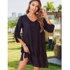 image:imageHOTOUCH Boho Dresses for Women Casual Beach Summer Dress V Neck 34 Long Sleeve Short Floral Print Swimsuit Cover Up SundressAsolid Black