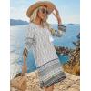 image:imageHOTOUCH Boho Dresses for Women Casual Beach Summer Dress V Neck 34 Long Sleeve Short Floral Print Swimsuit Cover Up SundressAwhite