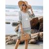 image:imageHOTOUCH Boho Dresses for Women Casual Beach Summer Dress V Neck 34 Long Sleeve Short Floral Print Swimsuit Cover Up SundressAwhite