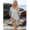 image:imageHOTOUCH Boho Dresses for Women Casual Beach Summer Dress V Neck 34 Long Sleeve Short Floral Print Swimsuit Cover Up SundressAwhite