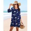 image:imageHOTOUCH Boho Dresses for Women Casual Beach Summer Dress V Neck 34 Long Sleeve Short Floral Print Swimsuit Cover Up SundressBf318